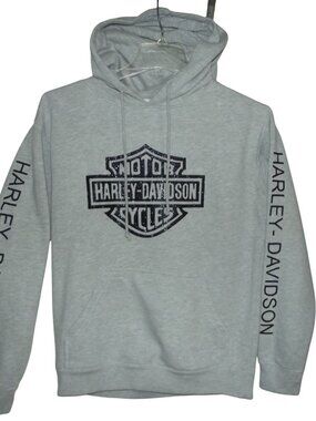 Harley Davidson Cycles Hoodie Womens Medium Pullover Gray Heather black sparkle